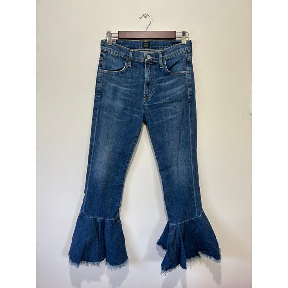 Citizens of Humanity Drew Flounce High Rise jeans size 27 dark wash crop ruffles - Picture 1 of 11